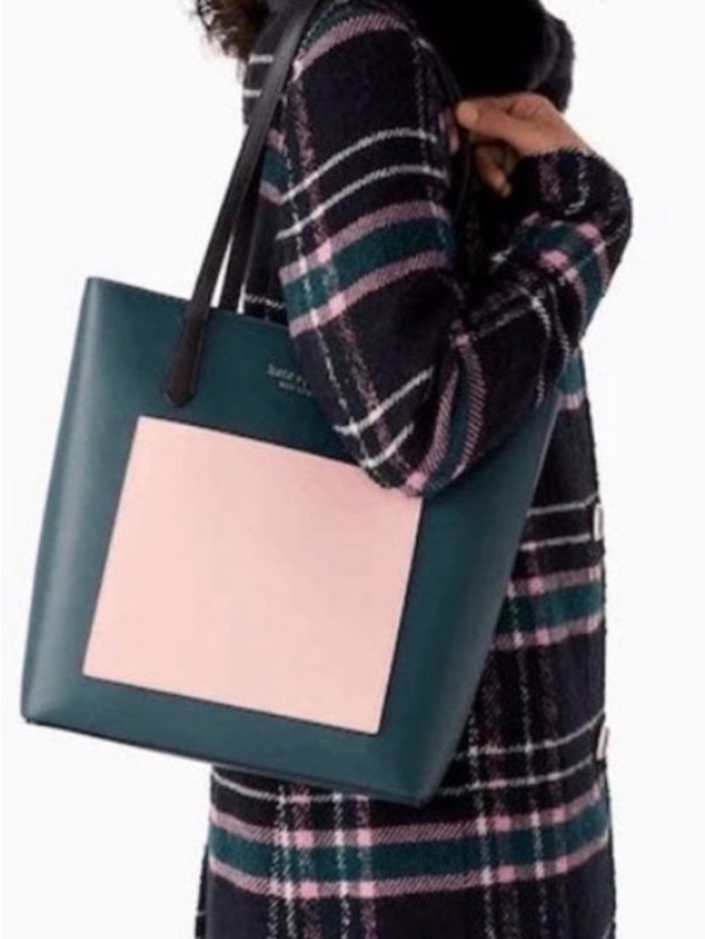 kate spade Two-Tone Teal and Blush Leather Tote